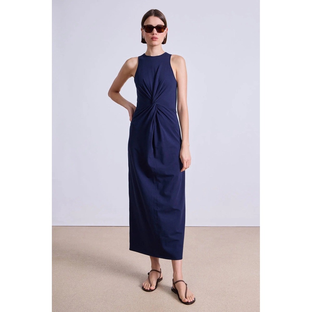 Navy Blue Large Apiece Apart twist-front tank Midi Maxi Minimal Dress NWT B15